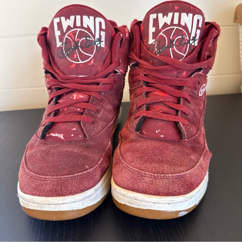 Patrick Ewing 33 HI Top Red Suede Sneakers - Size US 8 EUR 41 Vintage - Picture 3 of 10